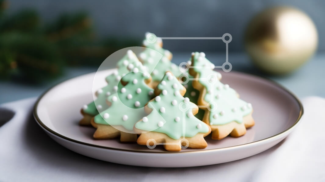 Intra Συλλεκτικό Ξύλινο Παζλ Plywood  4mm - Μπισκότα χριστουγεννιάτικου δέντρου σε ένα πιάτο Σε Ξύλινο Κουτί - Διαστάσεις: 10x10 cm – 25 κομμάτια