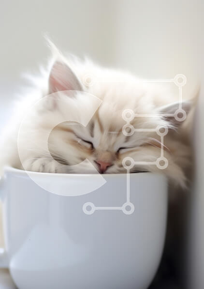 Intra Συλλεκτικό Ξύλινο Παζλ Plywood  4mm - Αφράτη γάτα ύπνου σε ένα φλιτζάνι Σε Ξύλινο Κουτί - Διαστάσεις: 10x10 cm – 25 κομμάτια