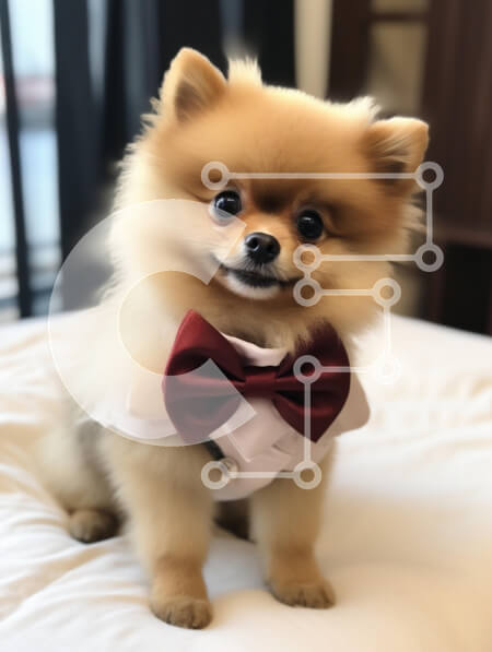 Intra Συλλεκτικό Ξύλινο Παζλ Plywood  4mm - Σκύλος Pomeranian σε σμόκιν με παπιγιόν Σε Ξύλινο Κουτί - Διαστάσεις: 10x10 cm – 25 κομμάτια