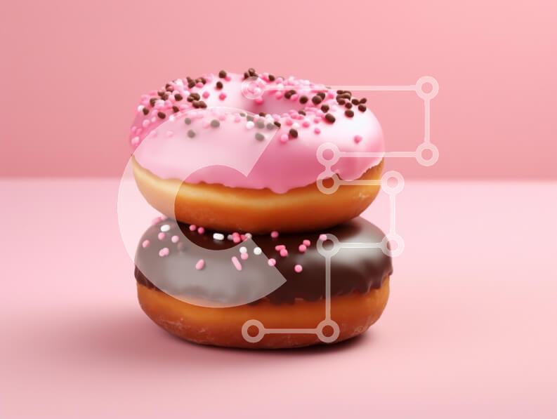 Intra Συλλεκτικό Ξύλινο Παζλ Plywood  4mm - Νόστιμα ντόνατς σε ροζ φόντο Σε Ξύλινο Κουτί - Διαστάσεις: 10x10 cm – 25 κομμάτια