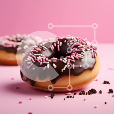 Intra Συλλεκτικό Ξύλινο Παζλ Plywood 4mm - Σοκολατένια ντόνατς με ψεκασμούς σε ροζ φόντο Σε Ξύλινο Κουτί - Διαστάσεις: 10x10 cm – 25 κομμάτια - Image 1