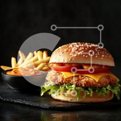 Intra Συλλεκτικό Ξύλινο Παζλ Plywood 4mm - Νόστιμο μπιφτέκι κοτόπουλου με πατάτες και σάλτσα Σε Ξύλινο Κουτί - Διαστάσεις: 10x10 cm – 25 κομμάτια - Image 1