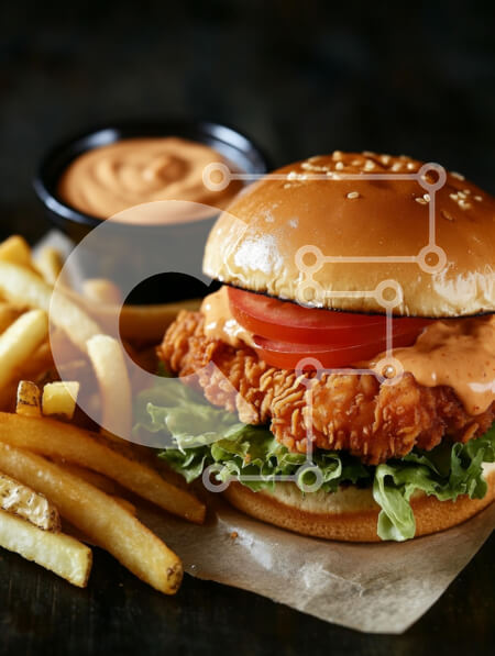 Intra Συλλεκτικό Ξύλινο Παζλ Plywood  4mm - Τραγανό σάντουιτς κοτόπουλου με πατάτες πατάτες Σε Ξύλινο Κουτί - Διαστάσεις: 10x10 cm – 25 κομμάτια