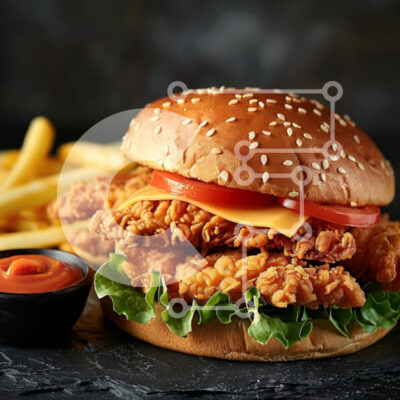 Intra Συλλεκτικό Ξύλινο Παζλ Plywood 4mm - Νόστιμο τηγανητό μπιφτέκι κοτόπουλου με πατάτες Σε Ξύλινο Κουτί - Διαστάσεις: 10x10 cm – 25 κομμάτια - Image 1