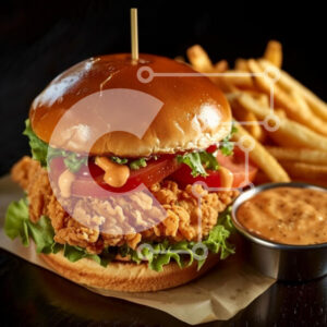 Intra Συλλεκτικό Ξύλινο Παζλ Plywood  4mm - Σάντουιτς τηγανητό κοτόπουλο με τηγανιτές πατάτες Σε Ξύλινο Κουτί - Διαστάσεις: 10x10 cm – 25 κομμάτια