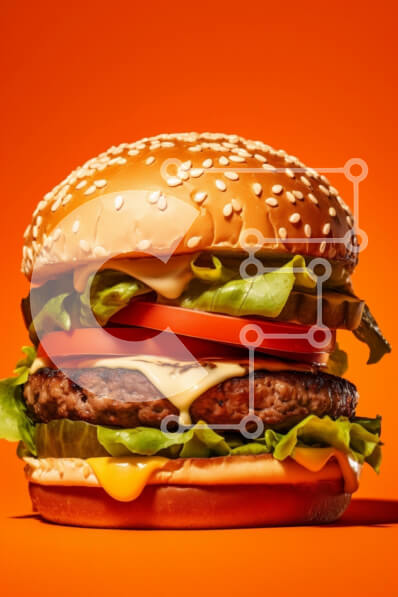 Intra Συλλεκτικό Ξύλινο Παζλ Plywood  4mm - Λαχταριστό Burger σε πορτοκαλί φόντο Σε Ξύλινο Κουτί - Διαστάσεις: 10x10 cm – 25 κομμάτια