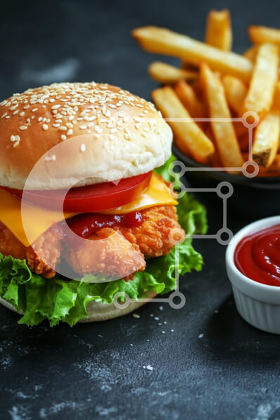 Intra Συλλεκτικό Ξύλινο Παζλ Plywood  4mm - Τραγανό μπιφτέκι κοτόπουλου με πατάτες τηγανιτές Σε Ξύλινο Κουτί - Διαστάσεις: 10x10 cm – 25 κομμάτια