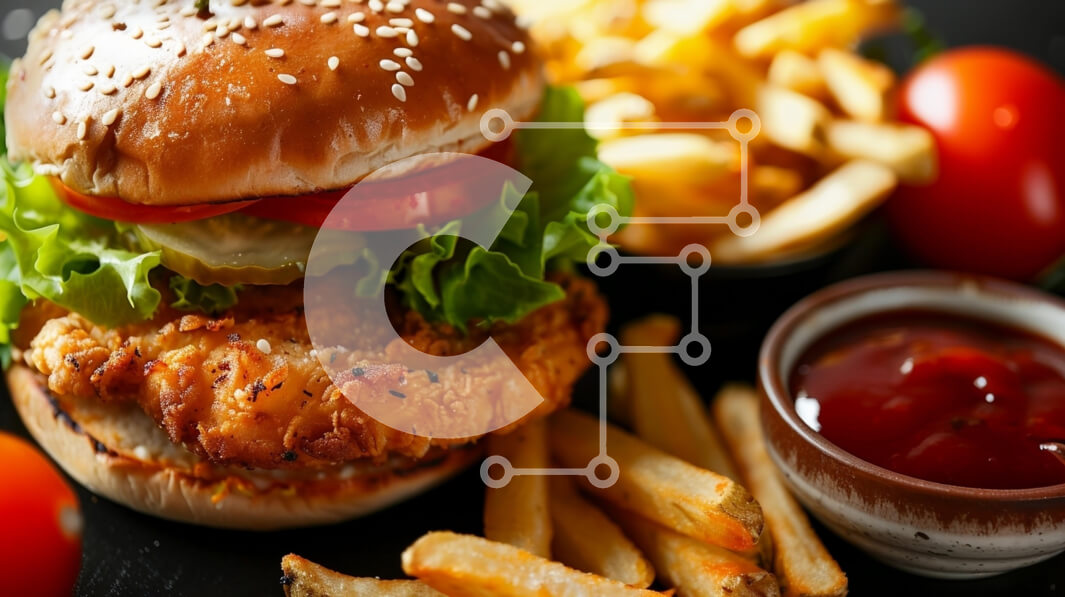 Intra Συλλεκτικό Ξύλινο Παζλ Plywood  4mm - Νόστιμο μπιφτέκι κοτόπουλου με πατάτες και κέτσαπ Σε Ξύλινο Κουτί - Διαστάσεις: 10x10 cm – 25 κομμάτια