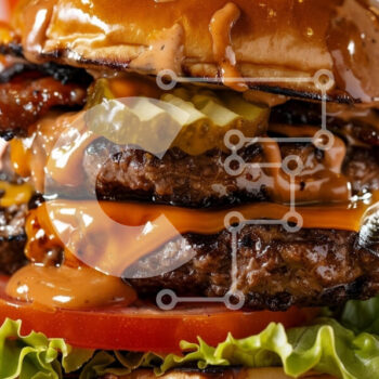 Intra Συλλεκτικό Ξύλινο Παζλ Plywood  4mm - Gourmet Burger με μπέικον και γαρνιτούρες Σε Ξύλινο Κουτί - Διαστάσεις: 10x10 cm – 25 κομμάτια - Image 1