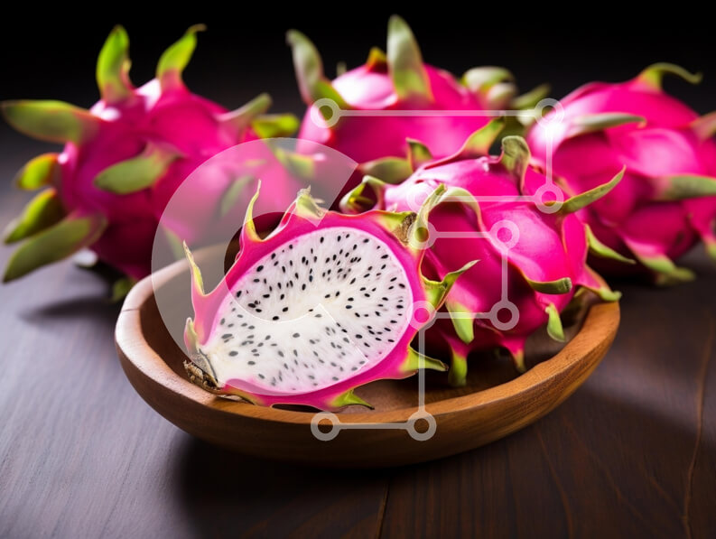 Intra Συλλεκτικό Ξύλινο Παζλ Plywood  4mm - Φρούτα Δράκου σε ένα ξύλινο μπολ Σε Ξύλινο Κουτί - Διαστάσεις: 10x10 cm – 25 κομμάτια