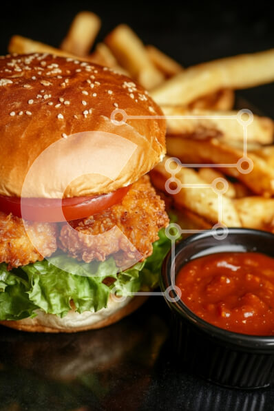 Intra Συλλεκτικό Ξύλινο Παζλ Plywood  4mm - Σάντουιτς τηγανητό κοτόπουλο με τηγανιτές πατάτες Σε Ξύλινο Κουτί - Διαστάσεις: 10x10 cm – 25 κομμάτια