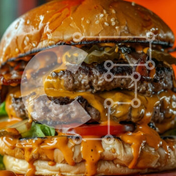 Intra Συλλεκτικό Ξύλινο Παζλ Plywood  4mm - Gourmet Burger με τυρί και μπέικον Σε Ξύλινο Κουτί - Διαστάσεις: 10x10 cm – 25 κομμάτια - Image 1