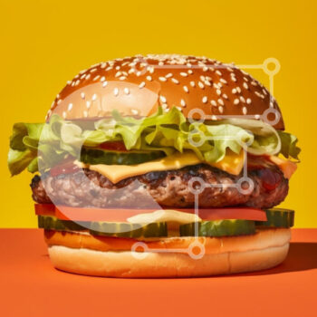 Intra Συλλεκτικό Ξύλινο Παζλ Plywood  4mm - Φρεσκοφτιαγμένο χάμπουργκερ σε πολύχρωμο φόντο Σε Ξύλινο Κουτί - Διαστάσεις: 10x10 cm – 25 κομμάτια - Image 1