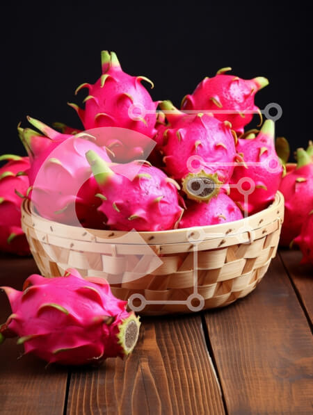 Intra Συλλεκτικό Ξύλινο Παζλ Plywood  4mm - Ζωντανά φρούτα του δράκου σε ένα υφασμένο καλάθι Σε Ξύλινο Κουτί - Διαστάσεις: 10x10 cm – 25 κομμάτια