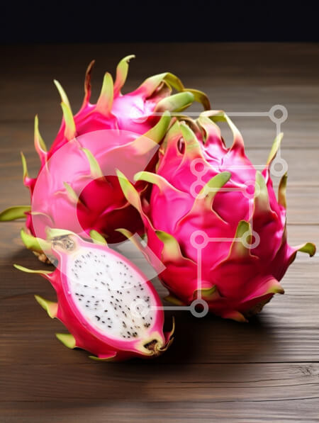 Intra Συλλεκτικό Ξύλινο Παζλ Plywood  4mm - Ζωντανά φρούτα δράκου σε ξύλινη επιφάνεια Σε Ξύλινο Κουτί - Διαστάσεις: 10x10 cm – 25 κομμάτια