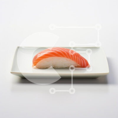 Intra Συλλεκτικό Ξύλινο Παζλ Plywood  4mm - Salmon Nigiri Sushi σε ένα πιάτο Σε Ξύλινο Κουτί - Διαστάσεις: 10x10 cm – 25 κομμάτια - Image 1