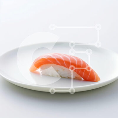 Intra Συλλεκτικό Ξύλινο Παζλ Plywood  4mm - Σολομός Nigiri σε λευκό πιάτο Σε Ξύλινο Κουτί - Διαστάσεις: 10x10 cm – 25 κομμάτια - Image 1