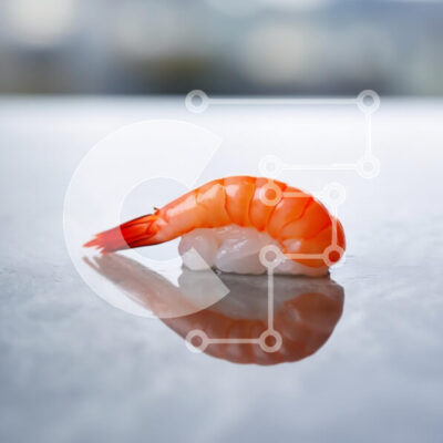 Intra Συλλεκτικό Ξύλινο Παζλ Plywood  4mm - Σούσι με γαρίδες σε κομψή επιφάνεια Σε Ξύλινο Κουτί - Διαστάσεις: 10x10 cm – 25 κομμάτια - Image 1