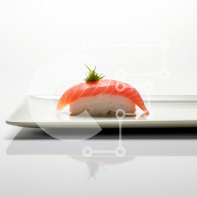 Intra Συλλεκτικό Ξύλινο Παζλ Plywood  4mm - Σούσι Nigiri Salmon στο λευκό πιάτο Σε Ξύλινο Κουτί - Διαστάσεις: 10x10 cm – 25 κομμάτια - Image 1