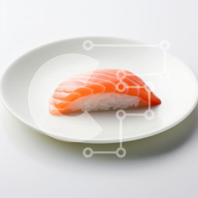 Intra Συλλεκτικό Ξύλινο Παζλ Plywood  4mm - Σούσι σολομού στο άσπρο πιάτο Σε Ξύλινο Κουτί - Διαστάσεις: 10x10 cm – 25 κομμάτια - Image 1