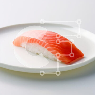 Intra Συλλεκτικό Ξύλινο Παζλ Plywood  4mm - Σούσι Nigiri Salmon στο λευκό πιάτο Σε Ξύλινο Κουτί - Διαστάσεις: 10x10 cm – 25 κομμάτια - Image 1