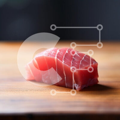 Intra Συλλεκτικό Ξύλινο Παζλ Plywood  4mm - Φέτα ροζ τόνου σε ξύλινη επιφάνεια Σε Ξύλινο Κουτί - Διαστάσεις: 10x10 cm – 25 κομμάτια - Image 1