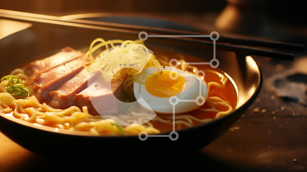 Intra Συλλεκτικό Ξύλινο Παζλ Plywood  4mm - Νόστιμο μπολ Ramen με αυγό και κρέας Σε Ξύλινο Κουτί - Διαστάσεις: 10x10 cm – 25 κομμάτια