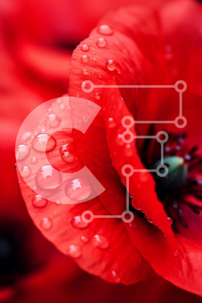 Intra Συλλεκτικό Ξύλινο Παζλ Plywood  4mm - Κοντινό πλάνο ενός κόκκινου λουλουδιού με σταγόνες δροσιάς Σε Ξύλινο Κουτί - Διαστάσεις: 10x10 cm – 25 κομμάτια