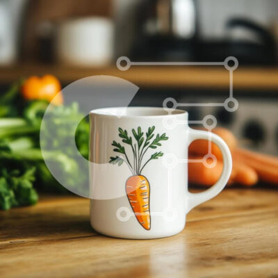 Intra Συλλεκτικό Ξύλινο Παζλ Plywood  4mm - Κεραμική κούπα με σχέδιο καρότο Σε Ξύλινο Κουτί - Διαστάσεις: 10x10 cm – 25 κομμάτια - Image 1