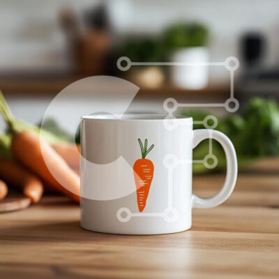 Intra Συλλεκτικό Ξύλινο Παζλ Plywood  4mm - Κούπα καφέ με καρότο εικονογράφηση Σε Ξύλινο Κουτί - Διαστάσεις: 10x10 cm – 25 κομμάτια - Image 1