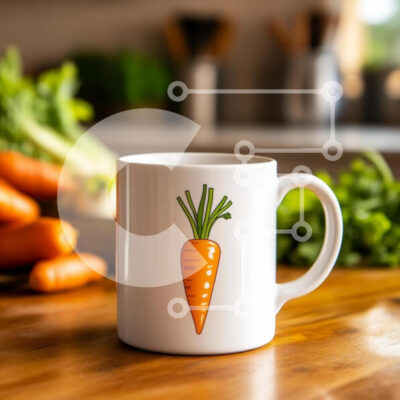 Intra Συλλεκτικό Ξύλινο Παζλ Plywood 4mm - Κούπα καρότου σε φωτεινό σκηνικό κουζίνας Σε Ξύλινο Κουτί - Διαστάσεις: 10x10 cm – 25 κομμάτια - Image 1