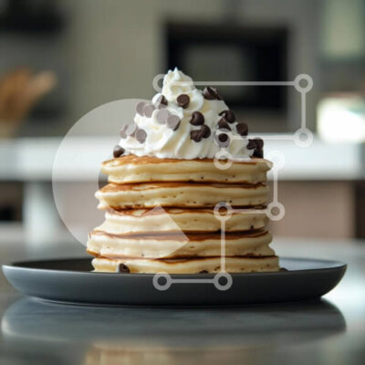 Intra Συλλεκτικό Ξύλινο Παζλ Plywood  4mm - Στοίβα από τηγανίτες με σαντιγί και τσιπς σοκολάτας Σε Ξύλινο Κουτί - Διαστάσεις: 10x10 cm – 25 κομμάτια - Image 1