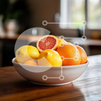 Intra Συλλεκτικό Ξύλινο Παζλ Plywood  4mm - Μπολ με εσπεριδοειδή σε ένα ξύλινο τραπέζι Σε Ξύλινο Κουτί - Διαστάσεις: 10x10 cm – 25 κομμάτια - Image 1