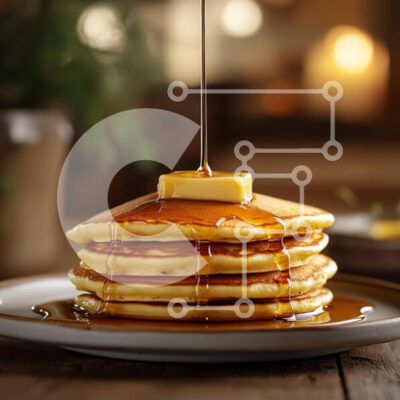 Intra Συλλεκτικό Ξύλινο Παζλ Plywood  4mm - Στοίβα από τηγανίτες με σιρόπι σφενδάμου και βούτυρο Σε Ξύλινο Κουτί - Διαστάσεις: 10x10 cm – 25 κομμάτια - Image 1