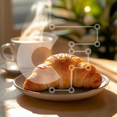 Intra Συλλεκτικό Ξύλινο Παζλ Plywood  4mm - Άνετο πρωινό με κρουασάν και καφέ Σε Ξύλινο Κουτί - Διαστάσεις: 10x10 cm – 25 κομμάτια - Image 1