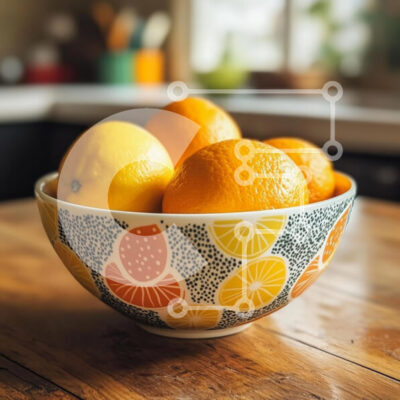 Intra Συλλεκτικό Ξύλινο Παζλ Plywood  4mm - Μπολ με εσπεριδοειδή σε ξύλινο τραπέζι Σε Ξύλινο Κουτί - Διαστάσεις: 10x10 cm – 25 κομμάτια - Image 1