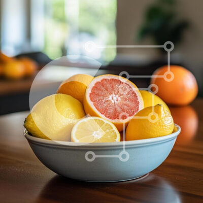 Intra Συλλεκτικό Ξύλινο Παζλ Plywood  4mm - Μπολ με εσπεριδοειδή σε ένα ξύλινο τραπέζι Σε Ξύλινο Κουτί - Διαστάσεις: 10x10 cm – 25 κομμάτια - Image 1