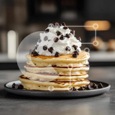 Intra Συλλεκτικό Ξύλινο Παζλ Plywood  4mm - Στοίβα από τηγανίτες με σαντιγί και τσιπς σοκολάτας Σε Ξύλινο Κουτί - Διαστάσεις: 10x10 cm – 25 κομμάτια - Image 1