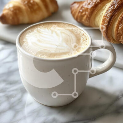 Intra Συλλεκτικό Ξύλινο Παζλ Plywood  4mm - Latte Art με κρουασάν Σε Ξύλινο Κουτί - Διαστάσεις: 10x10 cm – 25 κομμάτια - Image 1