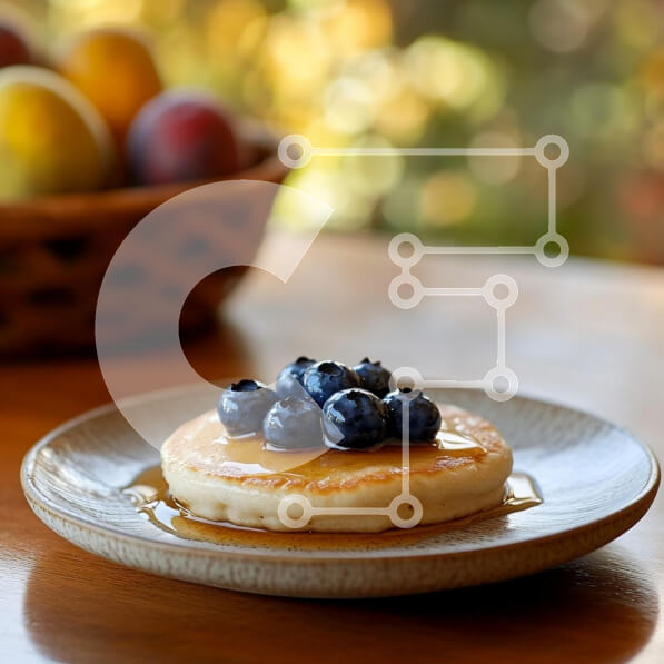 Intra Συλλεκτικό Ξύλινο Παζλ Plywood  4mm - Τηγανίτες με βατόμουρα και σιρόπι Σε Ξύλινο Κουτί - Διαστάσεις: 10x10 cm – 25 κομμάτια