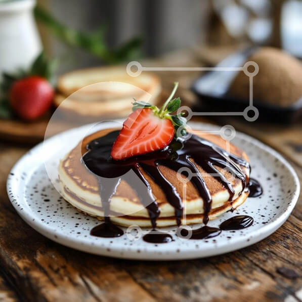 Intra Συλλεκτικό Ξύλινο Παζλ Plywood  4mm - Λαχταριστές τηγανίτες με σάλτσα σοκολάτας και φράουλα Σε Ξύλινο Κουτί - Διαστάσεις: 10x10 cm – 25 κομμάτια