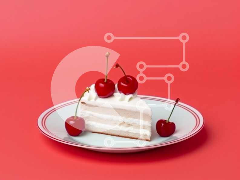 Intra Συλλεκτικό Ξύλινο Παζλ Plywood  4mm - Φέτα κέικ με κεράσια σε φόντο κοραλλιών Σε Ξύλινο Κουτί - Διαστάσεις: 10x10 cm – 25 κομμάτια