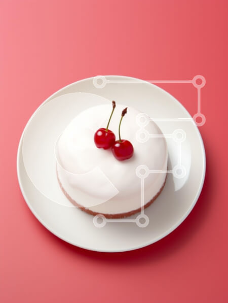 Intra Συλλεκτικό Ξύλινο Παζλ Plywood  4mm - Στρογγυλό κέικ με κεράσια σε ένα πιάτο Σε Ξύλινο Κουτί - Διαστάσεις: 10x10 cm – 25 κομμάτια