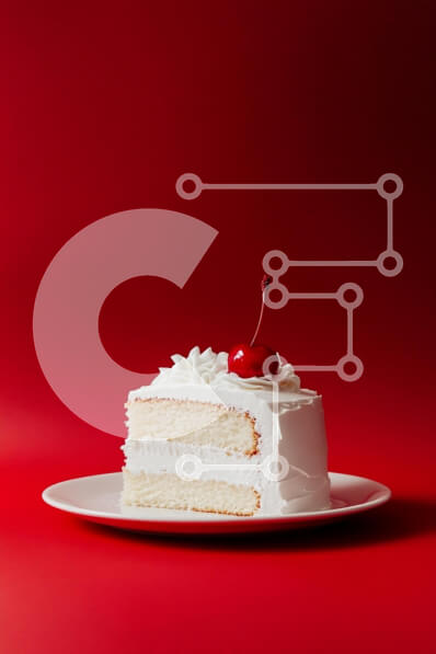 Intra Συλλεκτικό Ξύλινο Παζλ Plywood  4mm - Φέτα κέικ με κεράσι σε κόκκινο φόντο Σε Ξύλινο Κουτί - Διαστάσεις: 10x10 cm – 25 κομμάτια