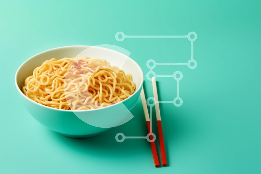 Intra Συλλεκτικό Ξύλινο Παζλ Plywood  4mm - Μπολ με νουντλς με ξυλάκια σε τιρκουάζ φόντο Σε Ξύλινο Κουτί - Διαστάσεις: 10x10 cm – 25 κομμάτια