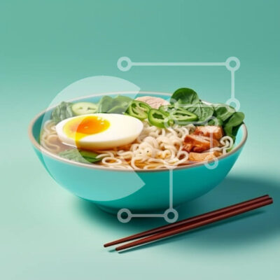 Intra Συλλεκτικό Ξύλινο Παζλ Plywood 4mm - Νόστιμο μπολ Ramen με αυγό και λαχανικά Σε Ξύλινο Κουτί - Διαστάσεις: 10x10 cm – 25 κομμάτια - Image 1