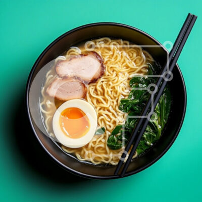 Intra Συλλεκτικό Ξύλινο Παζλ Plywood  4mm - Μπολ Ramen με χοιρινό και αυγό Σε Ξύλινο Κουτί - Διαστάσεις: 10x10 cm – 25 κομμάτια - Image 1