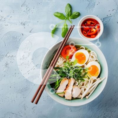 Intra Συλλεκτικό Ξύλινο Παζλ Plywood  4mm - Νόστιμο μπολ με νουντλς με γαρνιτούρες Σε Ξύλινο Κουτί - Διαστάσεις: 10x10 cm – 25 κομμάτια - Image 1