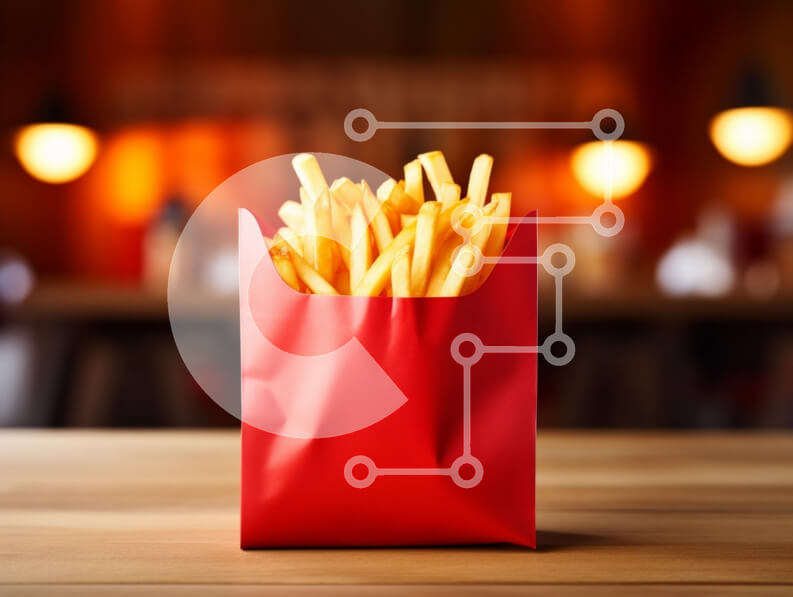 Intra Συλλεκτικό Ξύλινο Παζλ Plywood  4mm - Τραγανές τηγανιτές πατάτες σε κόκκινο δοχείο Σε Ξύλινο Κουτί - Διαστάσεις: 10x10 cm – 25 κομμάτια