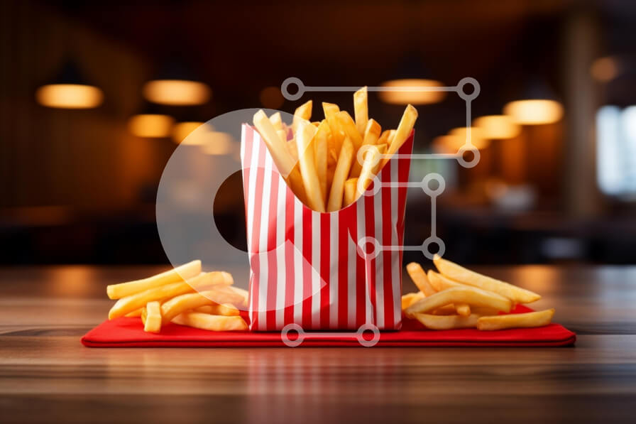 Intra Συλλεκτικό Ξύλινο Παζλ Plywood  4mm - Τραγανές τηγανιτές πατάτες σε ριγέ δοχείο Σε Ξύλινο Κουτί - Διαστάσεις: 10x10 cm – 25 κομμάτια